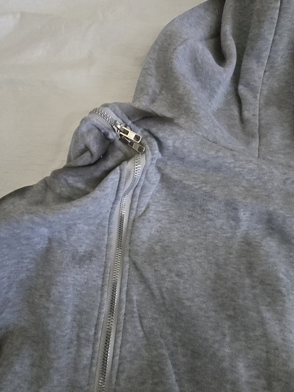 Men’s Gray Double-Zip Hooded Sweatshirt - Picture 4 of 7